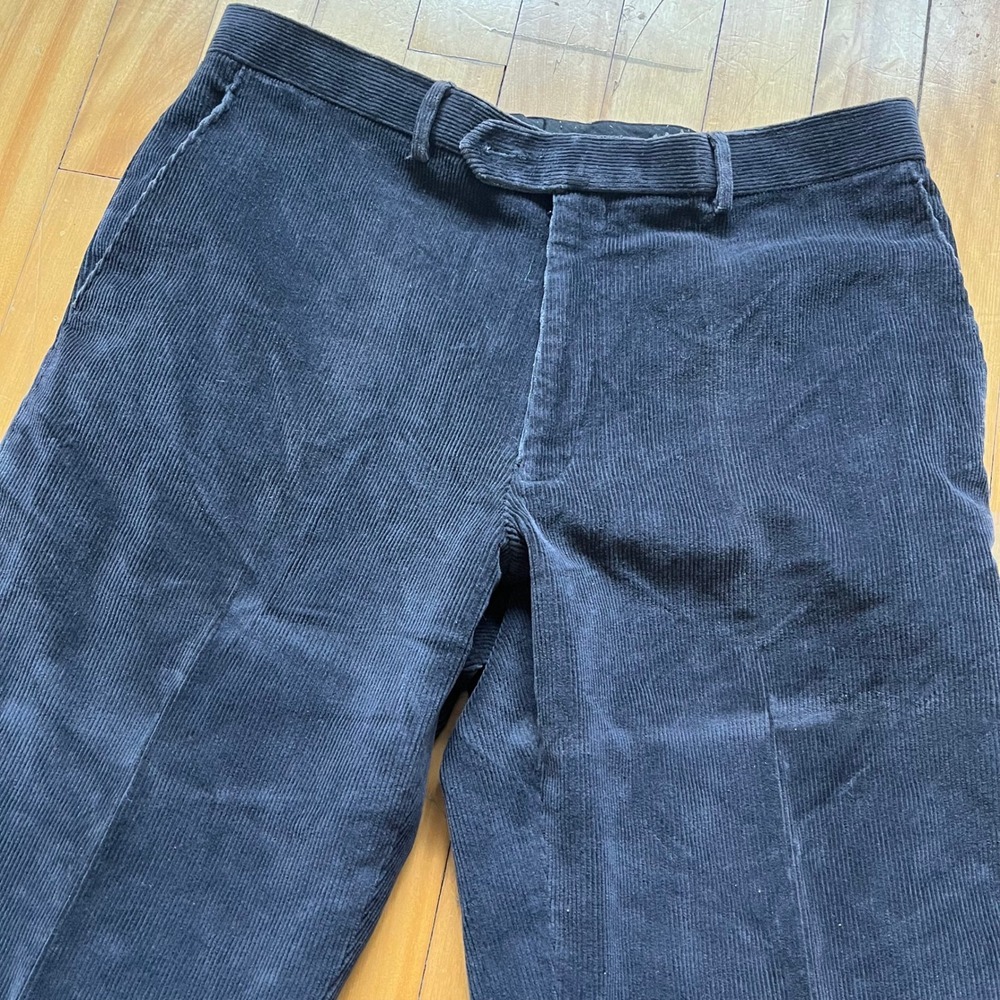 Men's Classic Corduroy Pants Dark Gray Straight Leg Casual Trousers 34R